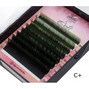 Ресницы "Soft", двухтоновые Green MINI mix C C+ D 0,07