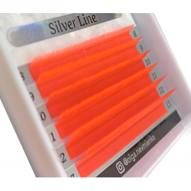 Ресницы "Silver line", неон коралловый