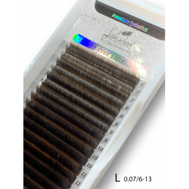 Ресницы "Silver Line", Smokey Brown mix L М  0,07