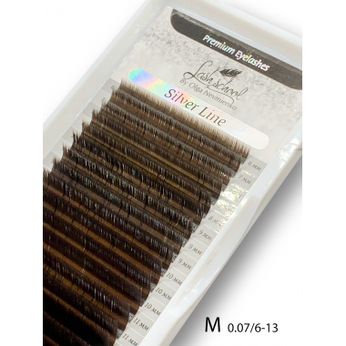 Ресницы "Silver Line", Smokey Brown mix L М  0,07