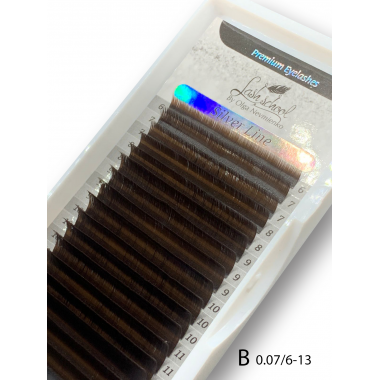 Ресницы "Silver Line", Smokey Brown mix B C C+ 0,07